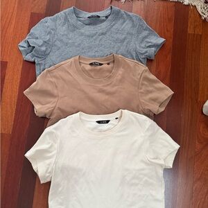 CUTS 3 Pack Women's Tomboy Tee Cropped - Gray, Brown, Cream